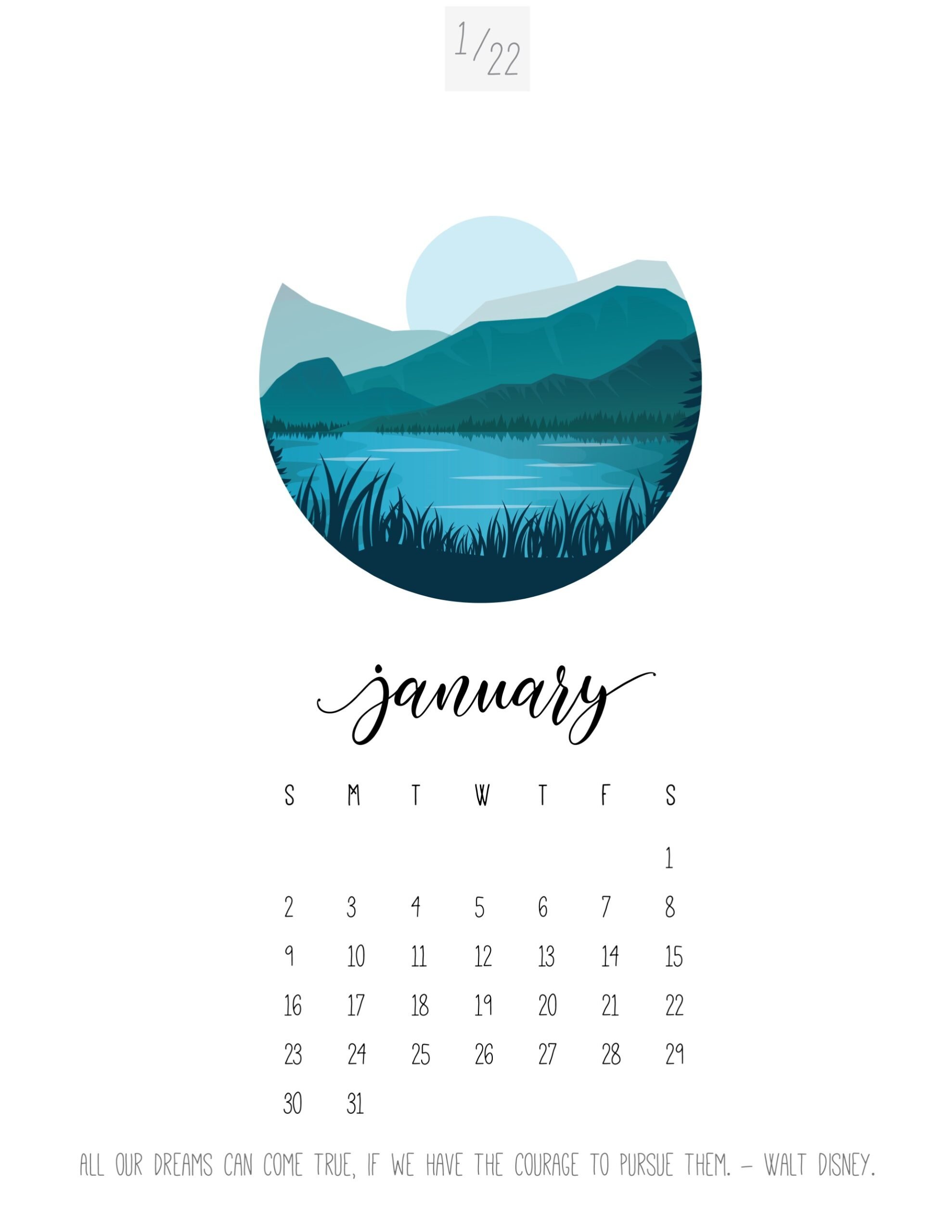 January 2022 Calendar Wallpaper