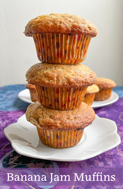 Food Lust People Love: These banana jam muffins are made with homemade banana jam – so easy! – swirled through buttermilk muffin batter then baked to golden perfection.