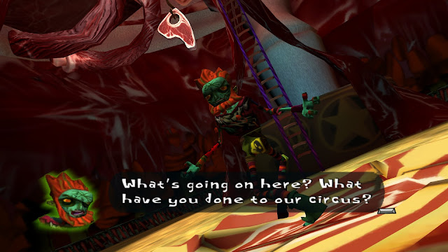 Screenshot of Raz's Dad while in the Meat Circus level of Psychonauts