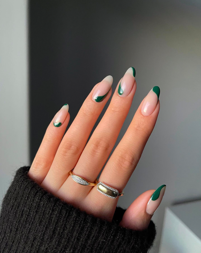 Fall Nail Designs 2023 | Emerald Swirls by Sarah