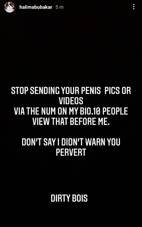 "Actress Halima Abubakar warns perverts who send their p#nis pictures and videos to her business line"