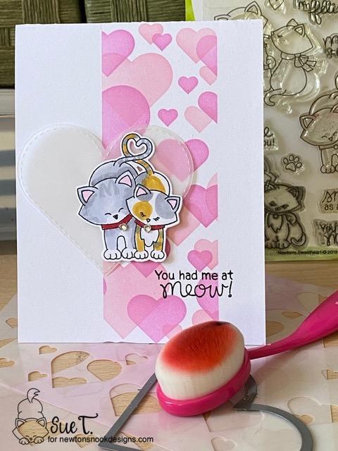 You had me at mew by Sue features Newton's Sweetheart, Heart Frames, and Bokeh Hearts by Newton's Nook Designs; #inkypaws, #newtonsnook, #lovecards, #catcards, #cardmaking