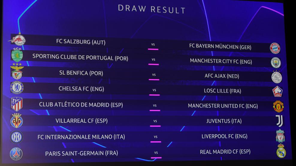 Champions League redraw sees PSG vs. Real Madrid, Atletico vs. Man United, Inter vs. Liverpool