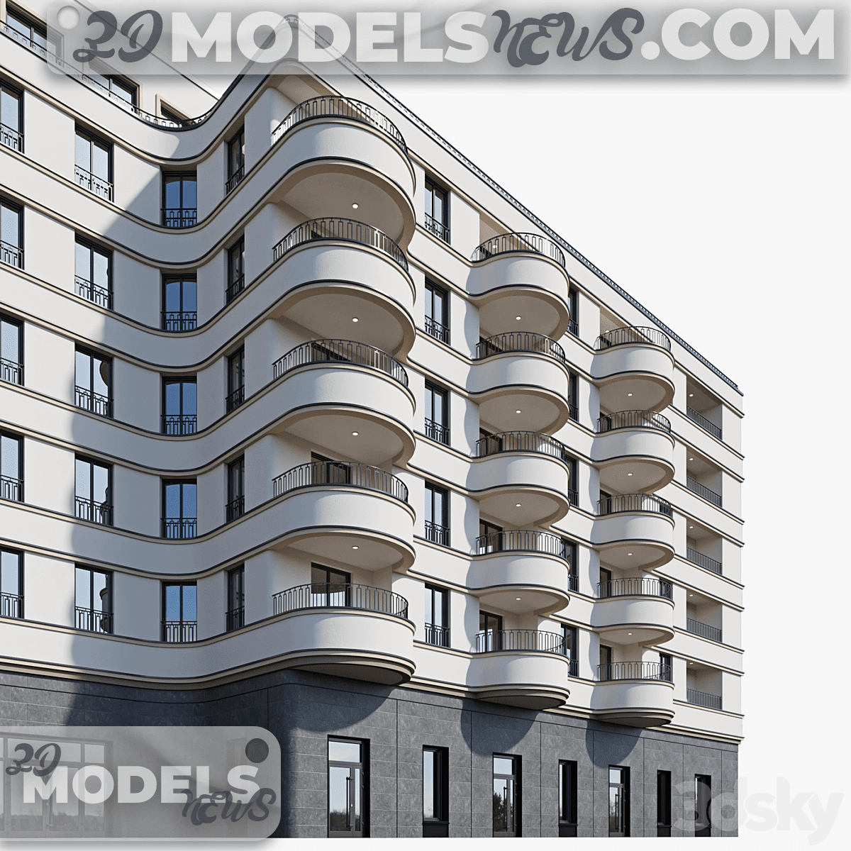 Modern residential building model 17 3