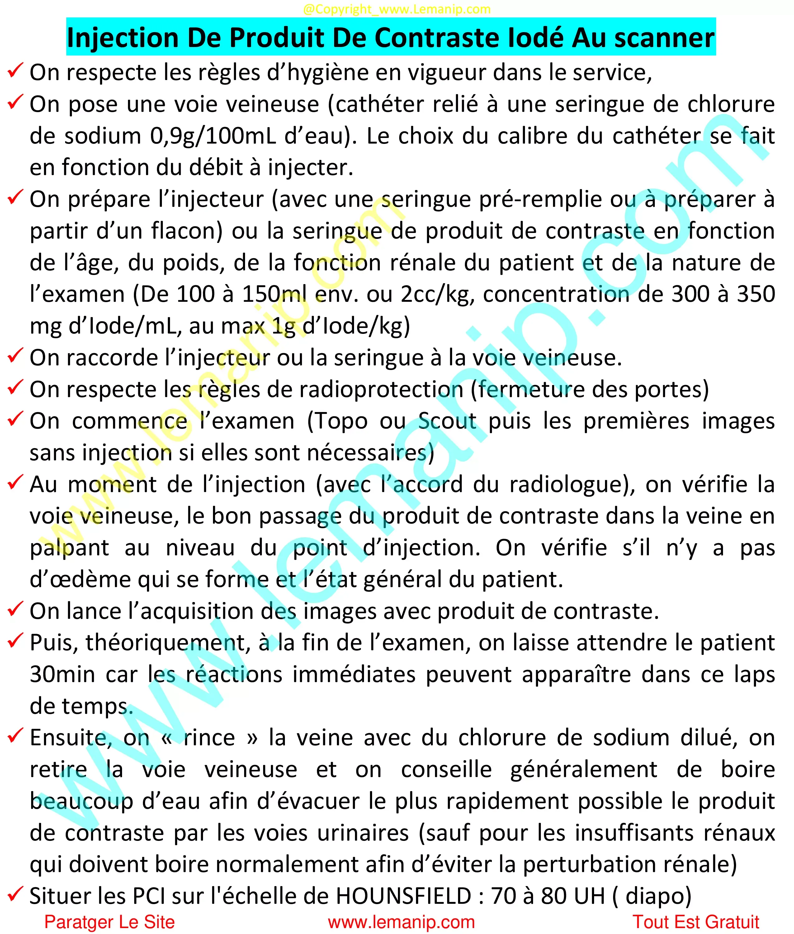 Injection De Produit De Contraste Iodé Au scanner