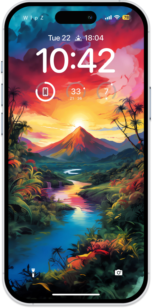 Mountain Majesty: Colorful Landscape Illustration Mobile Wallpaper