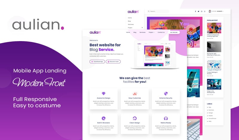 Aulian Landing Page Blogger Template