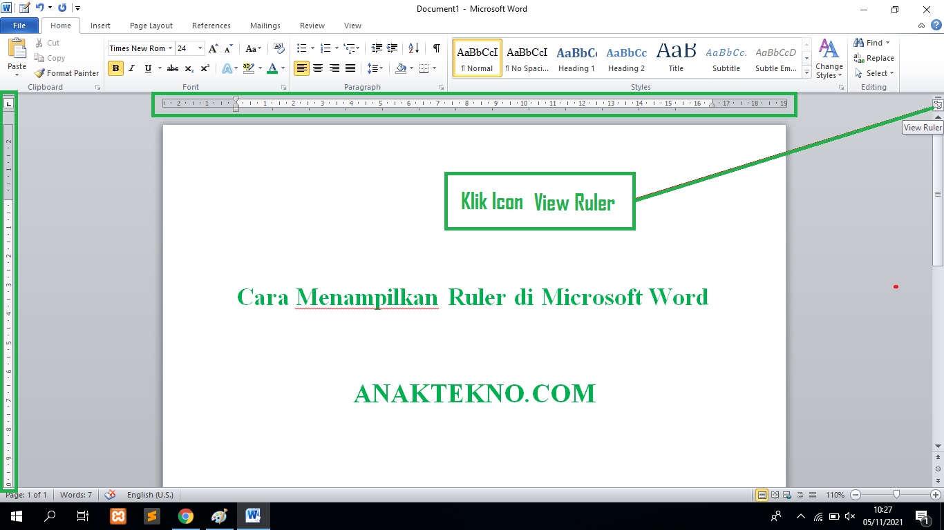 Cara cepat menampilkan ruler yang hilang di Word