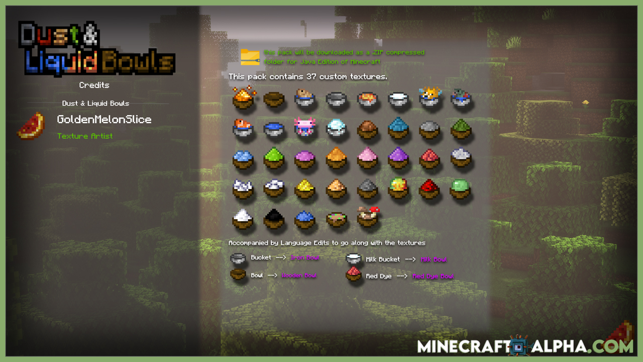 Dust And Liquid Bowls Resource Pack 1.17.1
