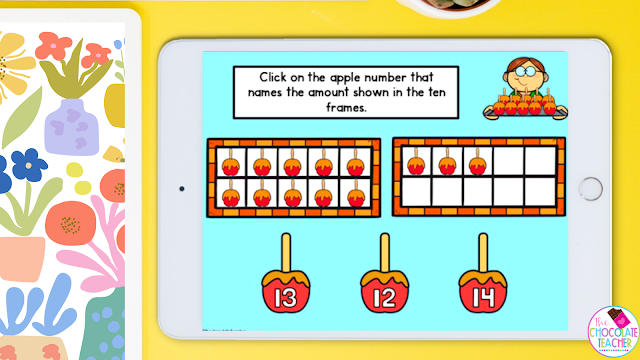 Get insome extra fun teen numbers practice with Boom Cards like these with a fun apple theme.