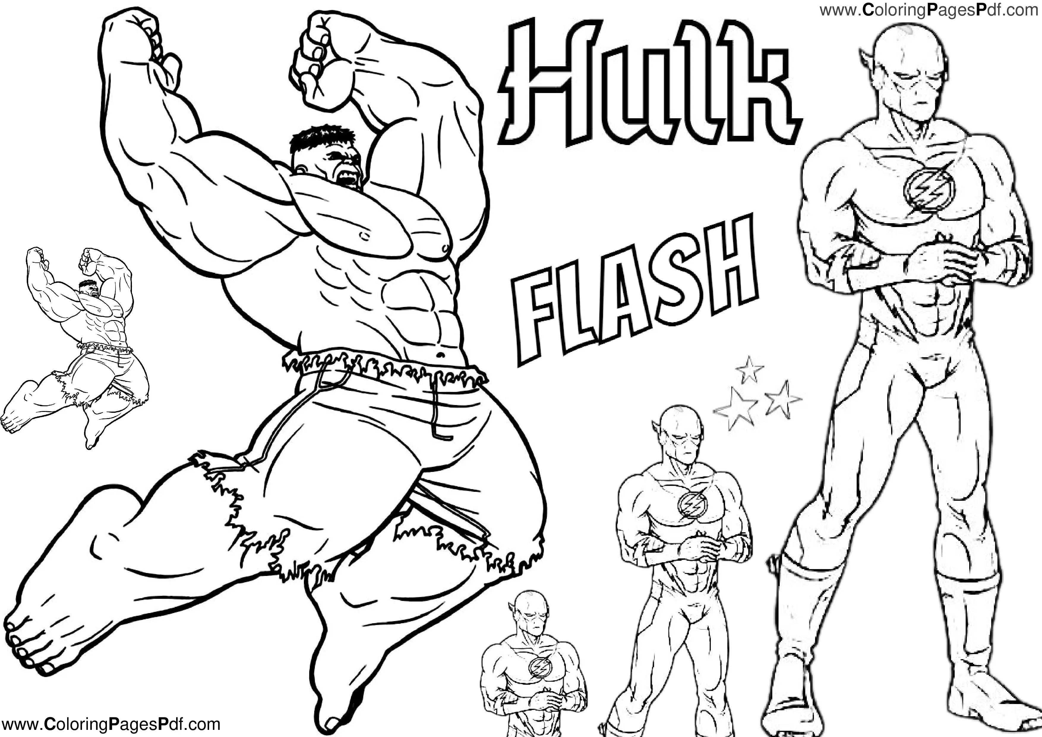 Flash & Hulk coloring pages
