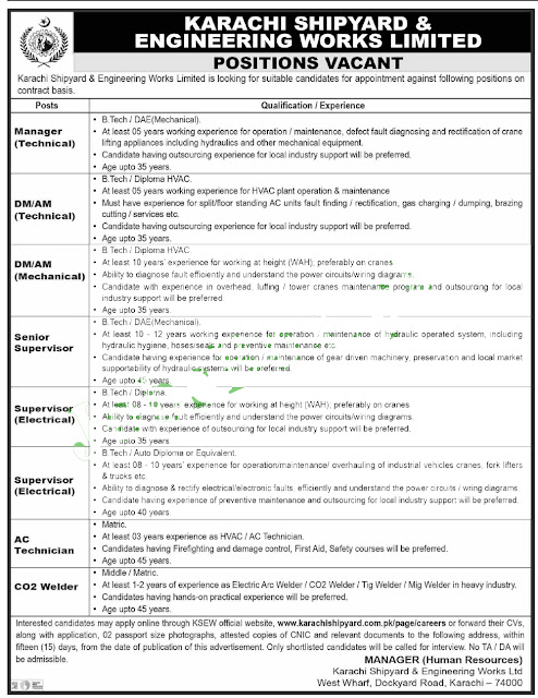 KSEW Jobs 2021 – Karachi Shipyard & Engineering Works Jobs 2021