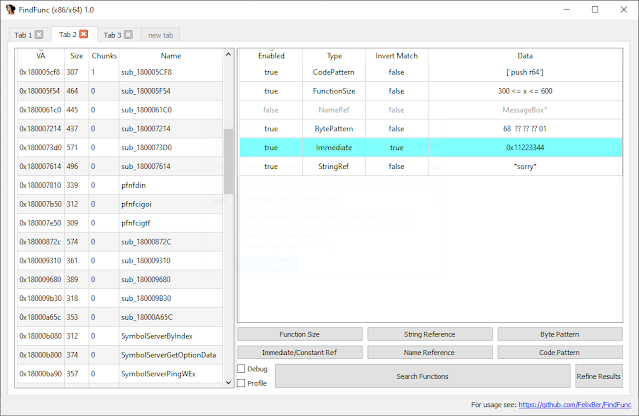 FindFunc - Advanced Filtering/Finding of Functions in IDA Pro