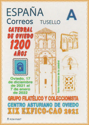 sello, filatelia, Centro Asturiano, catedral, Oviedo