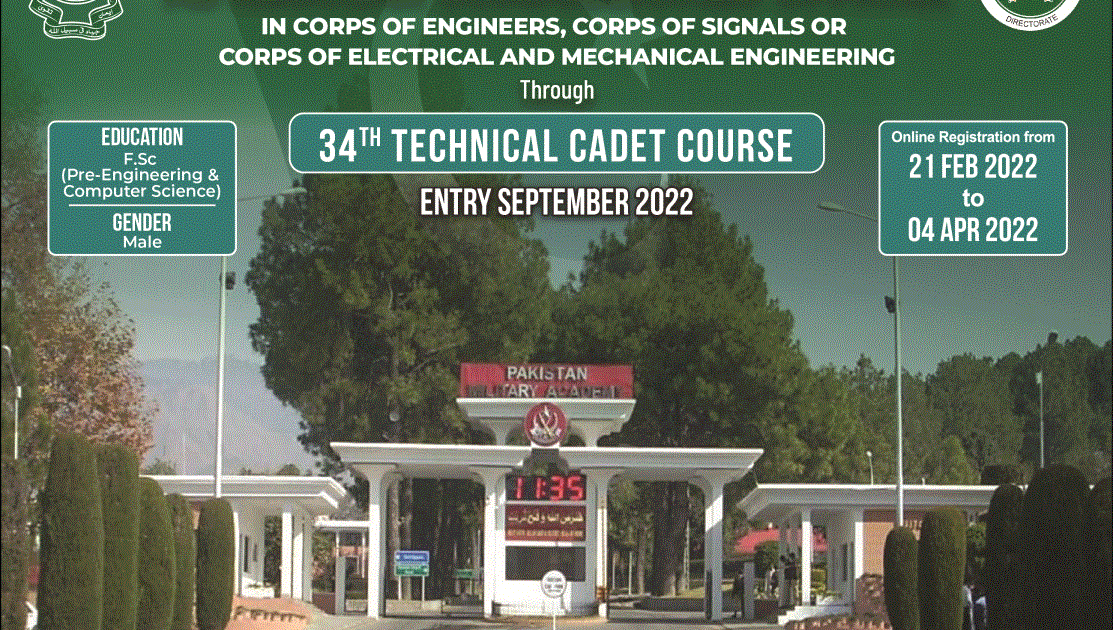 Technical Cadet Course Registration 2022 TCC 34 Pak Army Advertisement