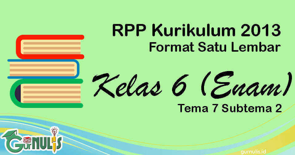 RPP Satu Lembar Kurikulum 2013 Kelas 6 Tema 7 Subtema 2 - www.gurnulis.id