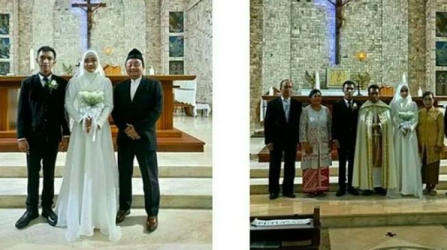 Viral Pengantin Berhijab Nikah Beda Agama di Gereja, MUI Tangsel: Ilegal, Tidak Sah!