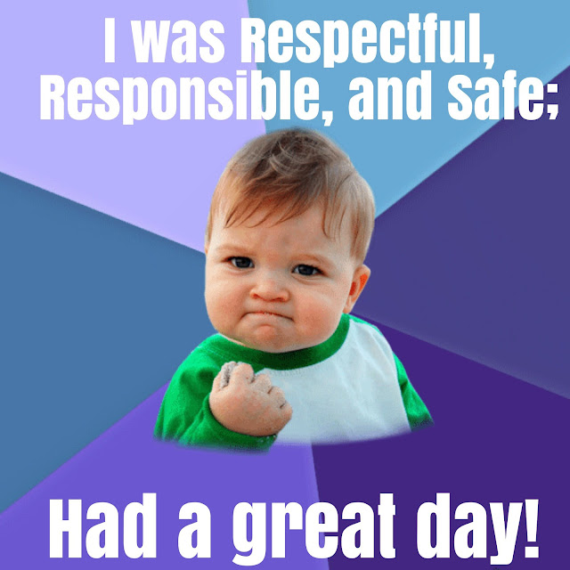 Kid being respectful, responsible, and safe