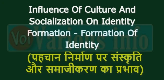 Influence Of Culture And Socialization On Identity Formation - Formation Of Identity (पहचान निर्माण पर संस्कृति और समाजीकरण का प्रभाव)