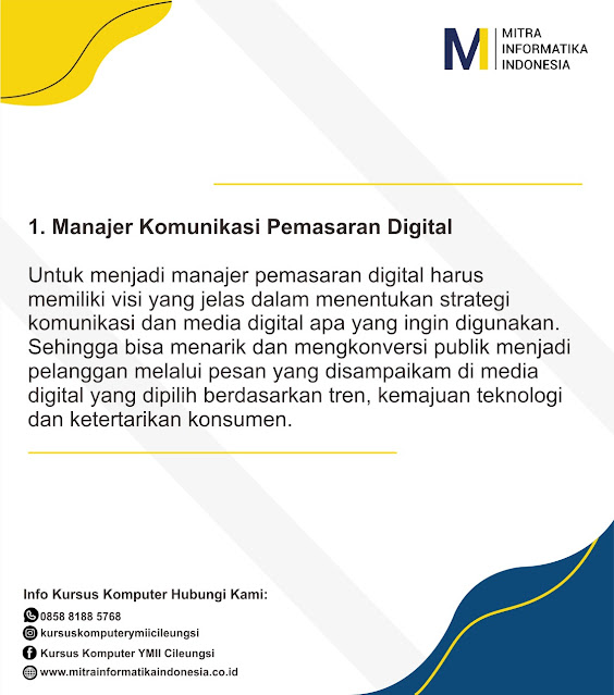 Pengertian Digital Marketing dan Jenisnya - Tutorial Digital Marketing di Kursus Komputer YMII Cileungsi