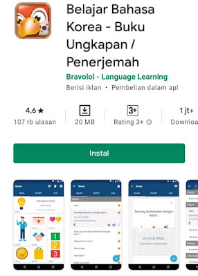 Rekomendasi aplikasi belajar bahasa korea gratis