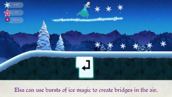 Elsa can use bursts of ice magic to create bridges in the air