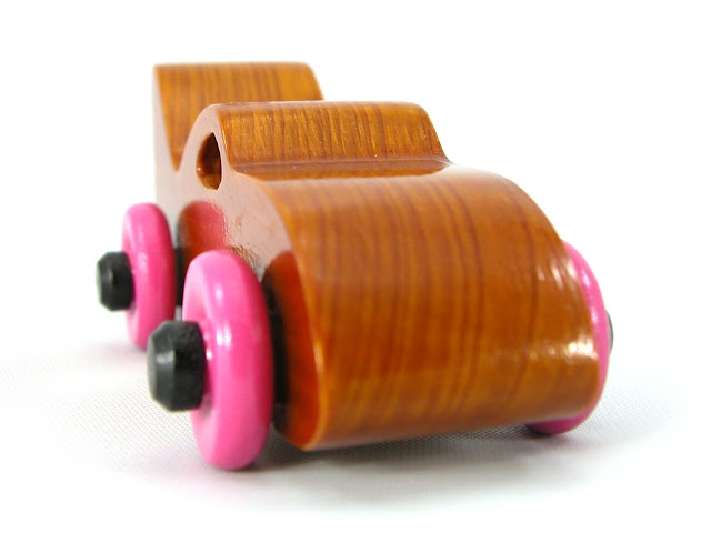 Handmade To Car Play Pal Bat Car With Pink Wheels and Amber Shellsc Body