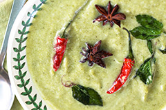 Chilled Zucchini Soup w/ Indian 'Vaghaar' Garnish (Vegan)