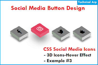 social media buttons with cool hover 3d animation css code