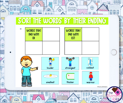 Using digital activities like this will keep your students engaged as they continue to practice the concept of comparative adjectives.
