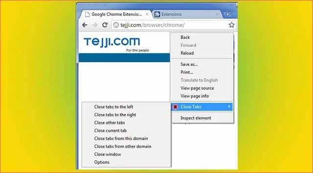 استخدام إضافات كروم لإغلاق علامات التبويب