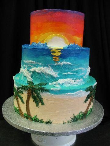 simple beach theme cake