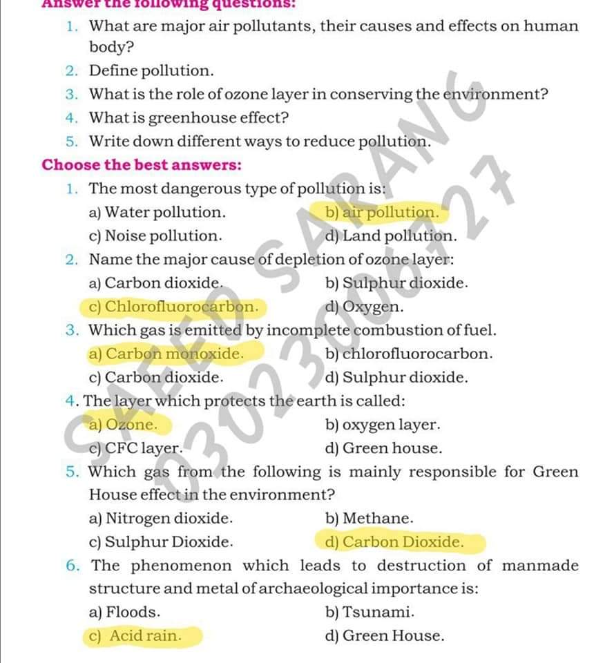 General Science Class 8 Solved MCQs Exercise from Sindh Textbook