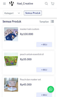 tampilan online store di TOKKO