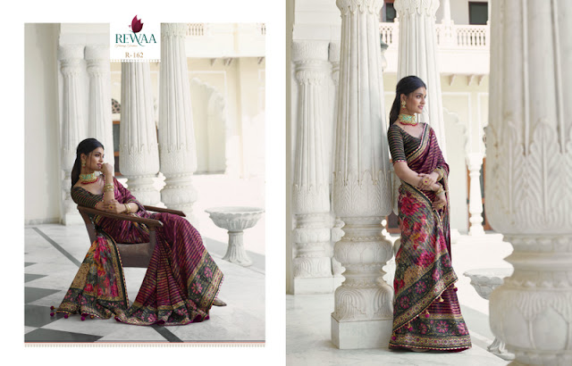 Onion Silk Digital Print Designer Sarees