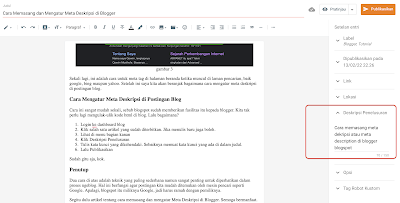 cara mengatur meta deskripsi postingan