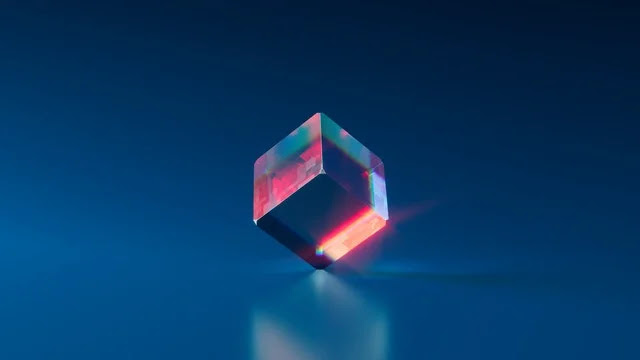 digital painting of 3d cube on purple background
