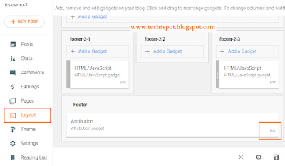 Add Footer Credit Link widget to Blogger 1