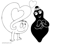 Barbapapa and Barbamama coloring pages for Valentine's day