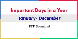 January to December Important Day - Hand Written Notes PDF