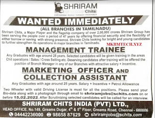 shriram chits job vacancy