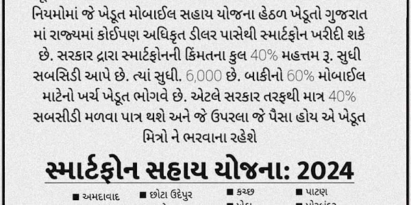 Smartphone Sahay Yojana 2024 @ ikhedut.gujarat.gov.in