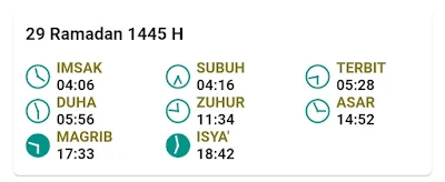 Jadwal Imsakiyah Ramadan 1445 H/2024 M Kabupaten Sidoarjo Provinsi Jawa Timur