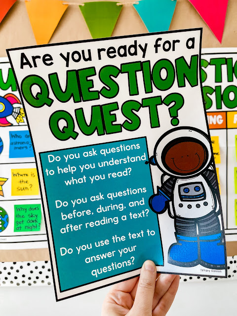 Looking for easy prep activities to teach ASKING AND ANSWERING QUESTIONS in first and second grades?!  These asking and answering questions activities by Tiffany Gannon contain anchor charts, posters, worksheets, a craft, activities, graphic organizers, and more. You can grab these engaging, space-themed activities here!