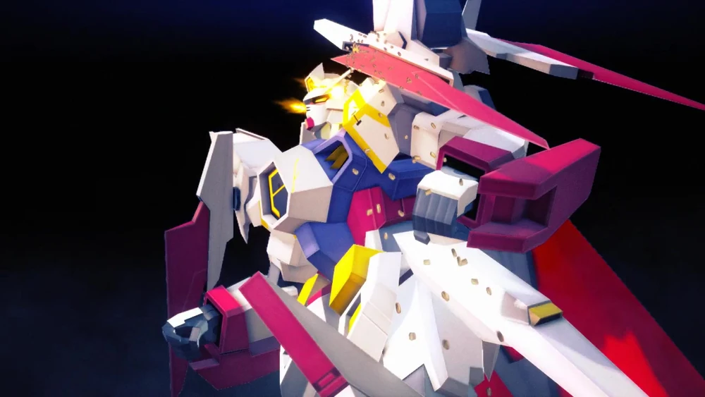 “Imagen del Gundam Try Age, un traje móvil del universo Gundam”.