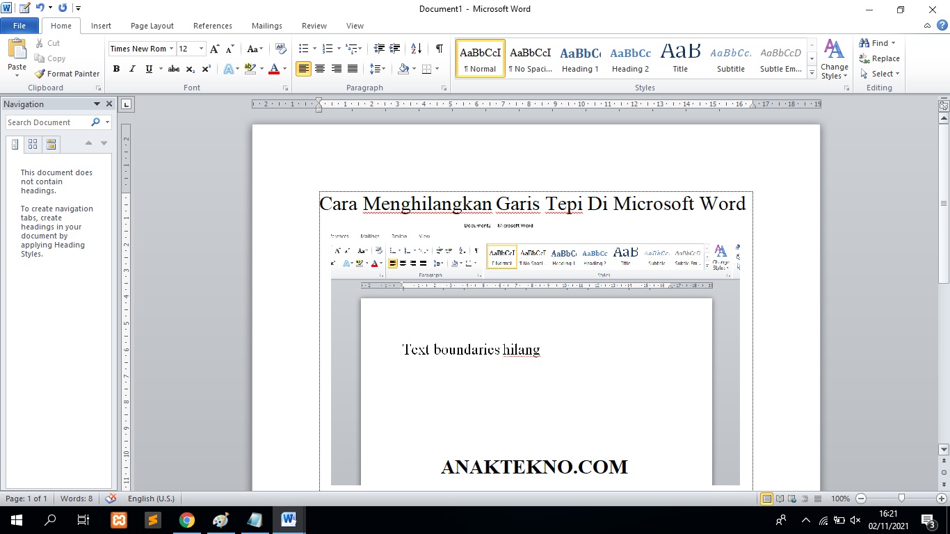 Cara Menghilangkan Garis Tepi Di Microsoft Word