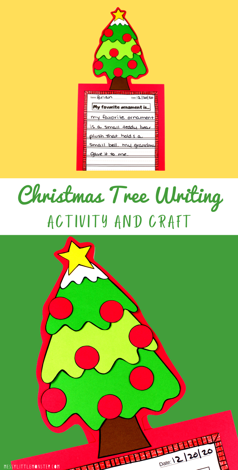 Christmas tree writing activity and Christmas tree craft for kids