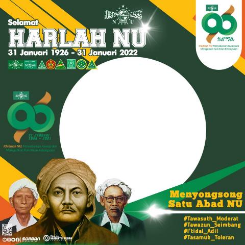 Background Frame Bingkai Foto Twibbon Harlah NU ke-96 Tahun 2022