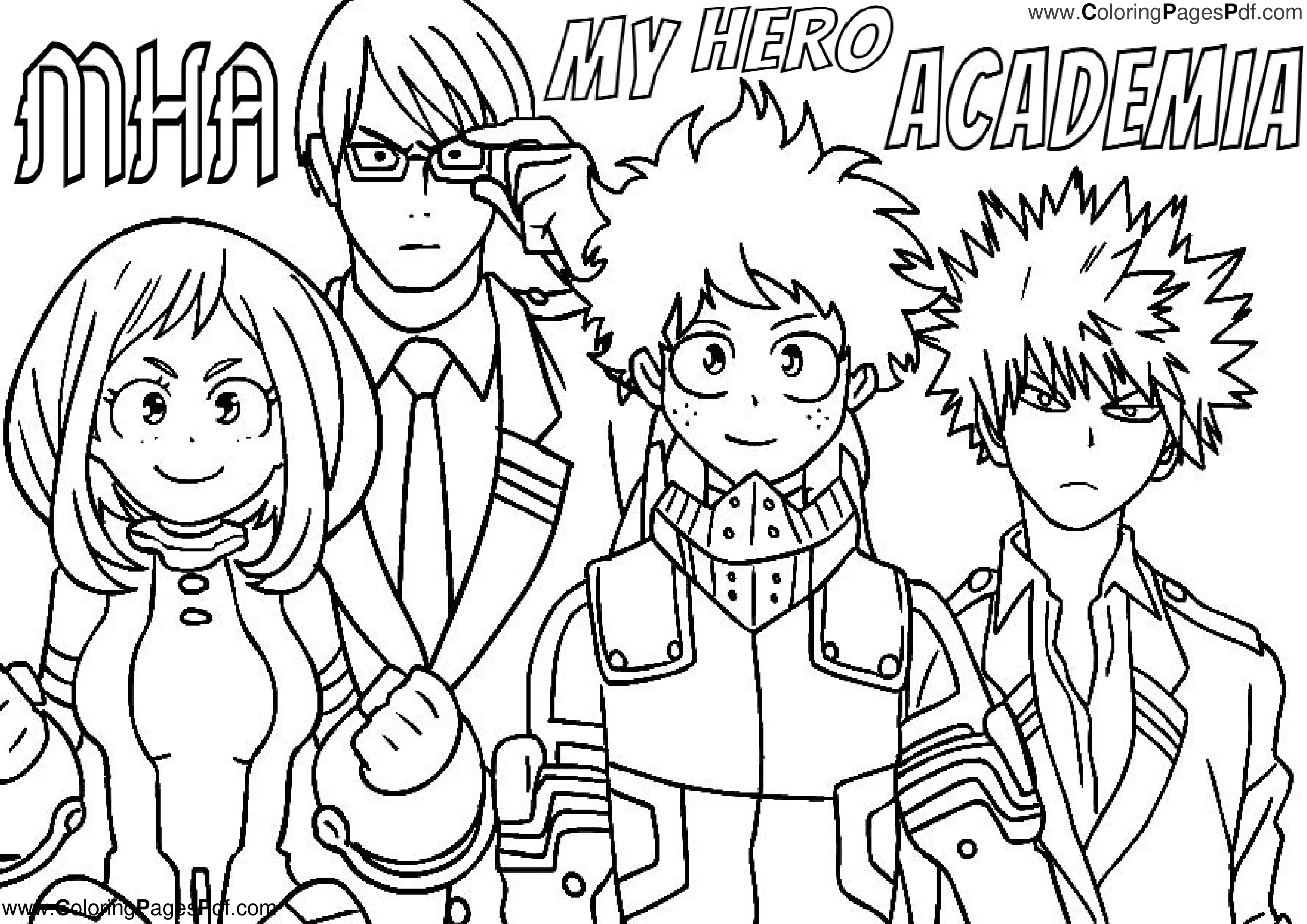 Anime coloring pages mha
