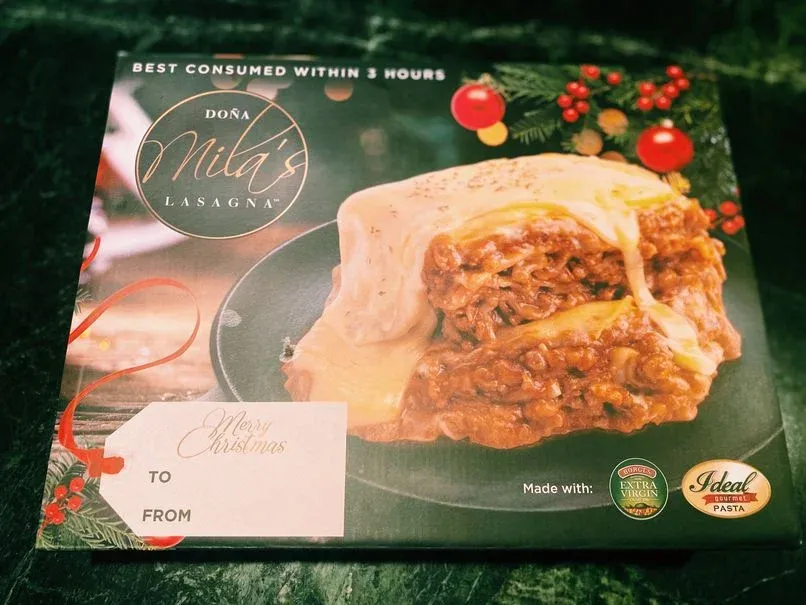 A box of Doña Mila’s Lasagna